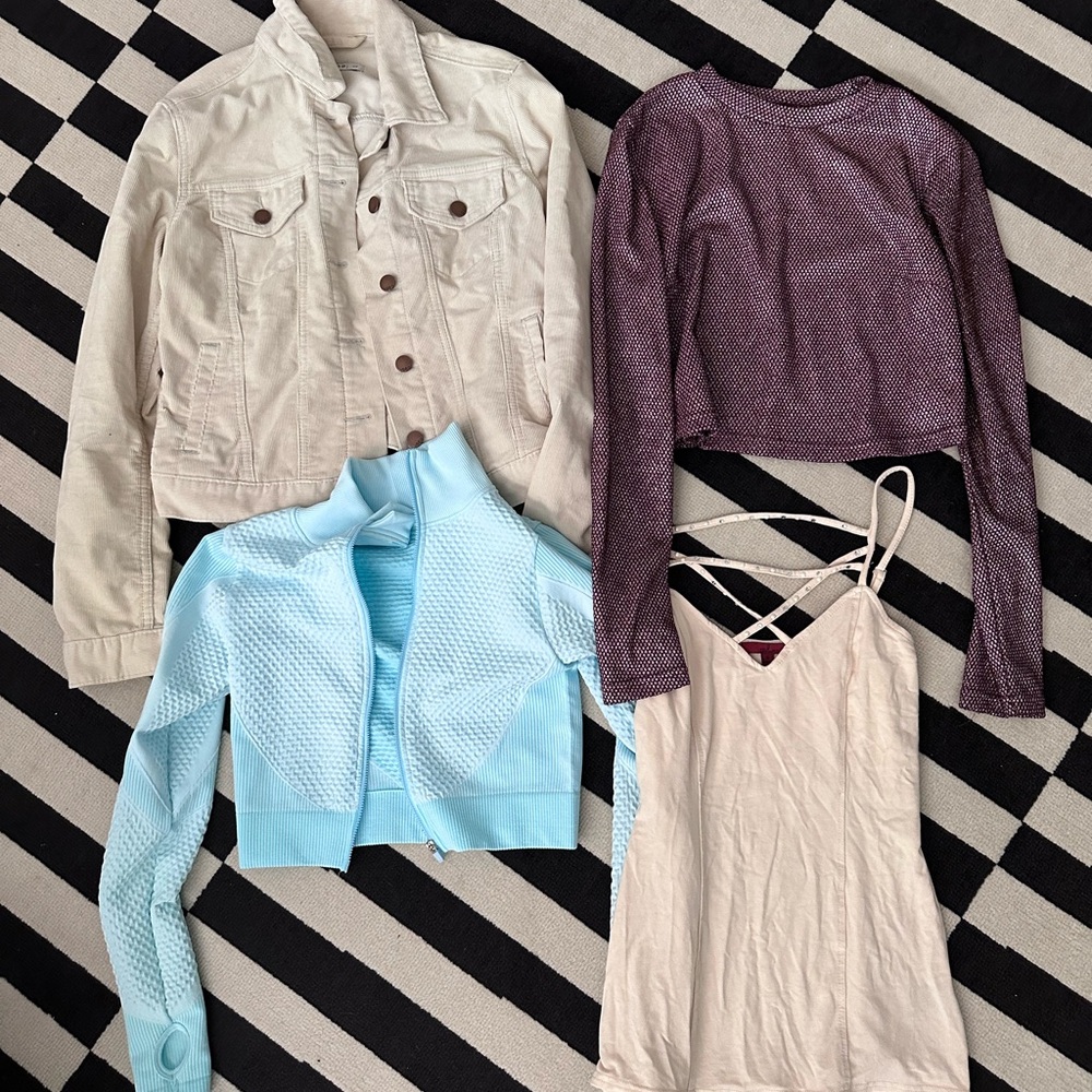 Women's Cream corduroy GAP Jacket,  sparkle long sleeve lot of 3 smalls